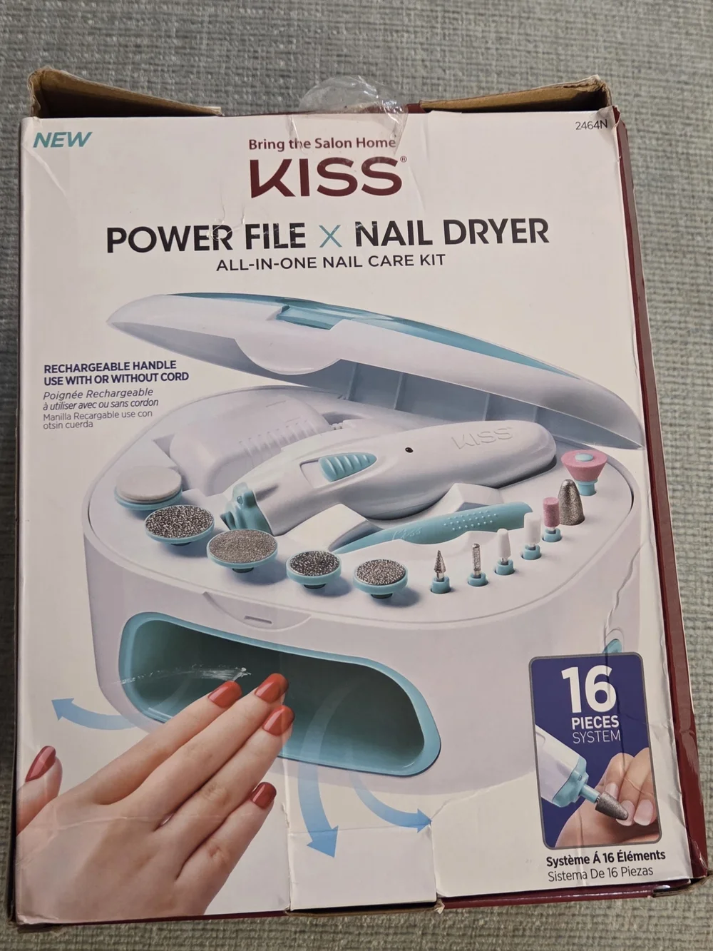 Kiss Power File X Nail Dryer Kit — White & Aqua